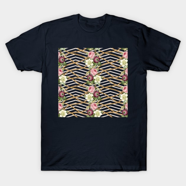 Vintage flowers with golden rope T-Shirt by ilhnklv